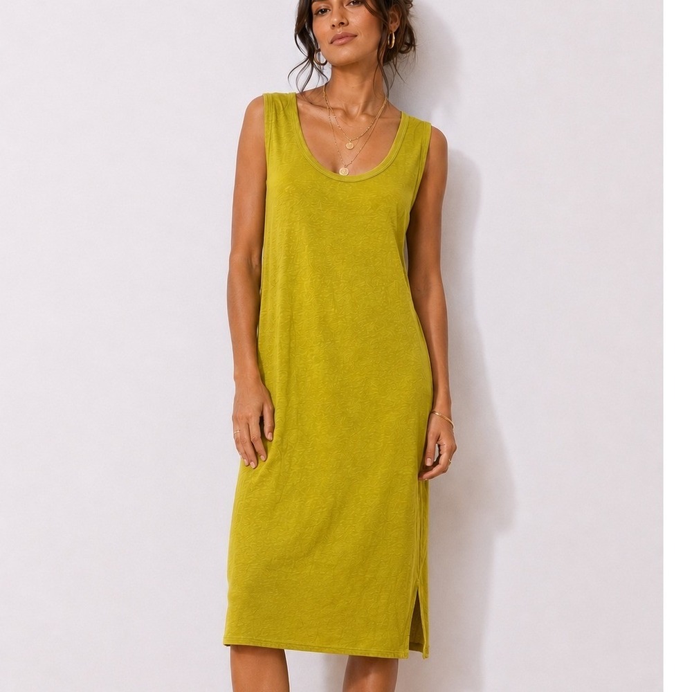 Aerie Linen Blend Tank Dress Stretchy Knit Yellow Sleeveless Women's‎ S